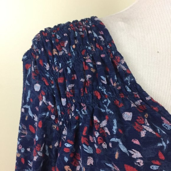 LUCKY BRAND Adjustable Drawstring Blue MultiColor Floral Print Long Sleeve Shirt - Picture 8 of 11